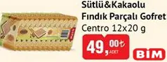 CENTRO SÜTLÜ&KAKAOLU FINDIK PARÇALI GOFRET 12X20 G